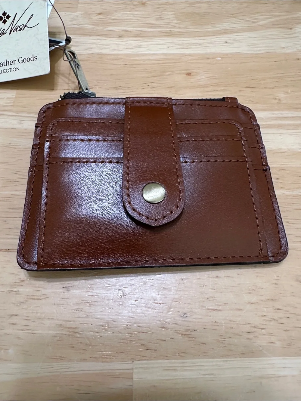 Patricia Nash Chestnut Brown Embossed Leather Card Holder